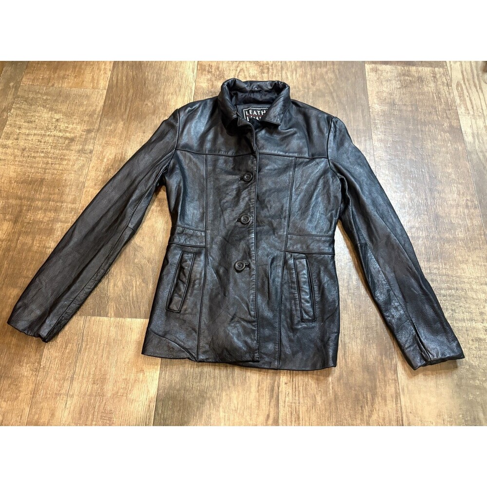 Leather Limited Leather Jacket Womens Medium M Black Button Up